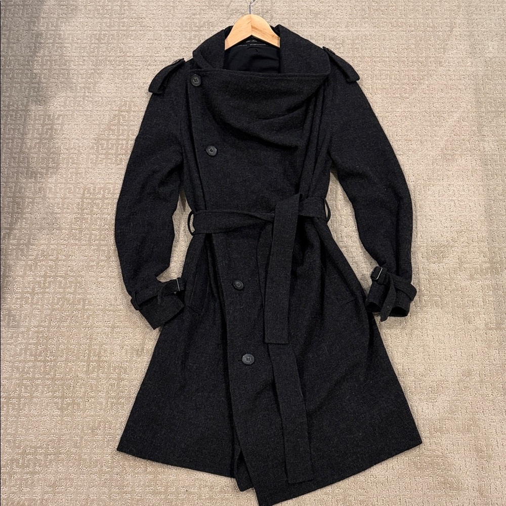 All Saints Charcoal Wool Utility Coat
